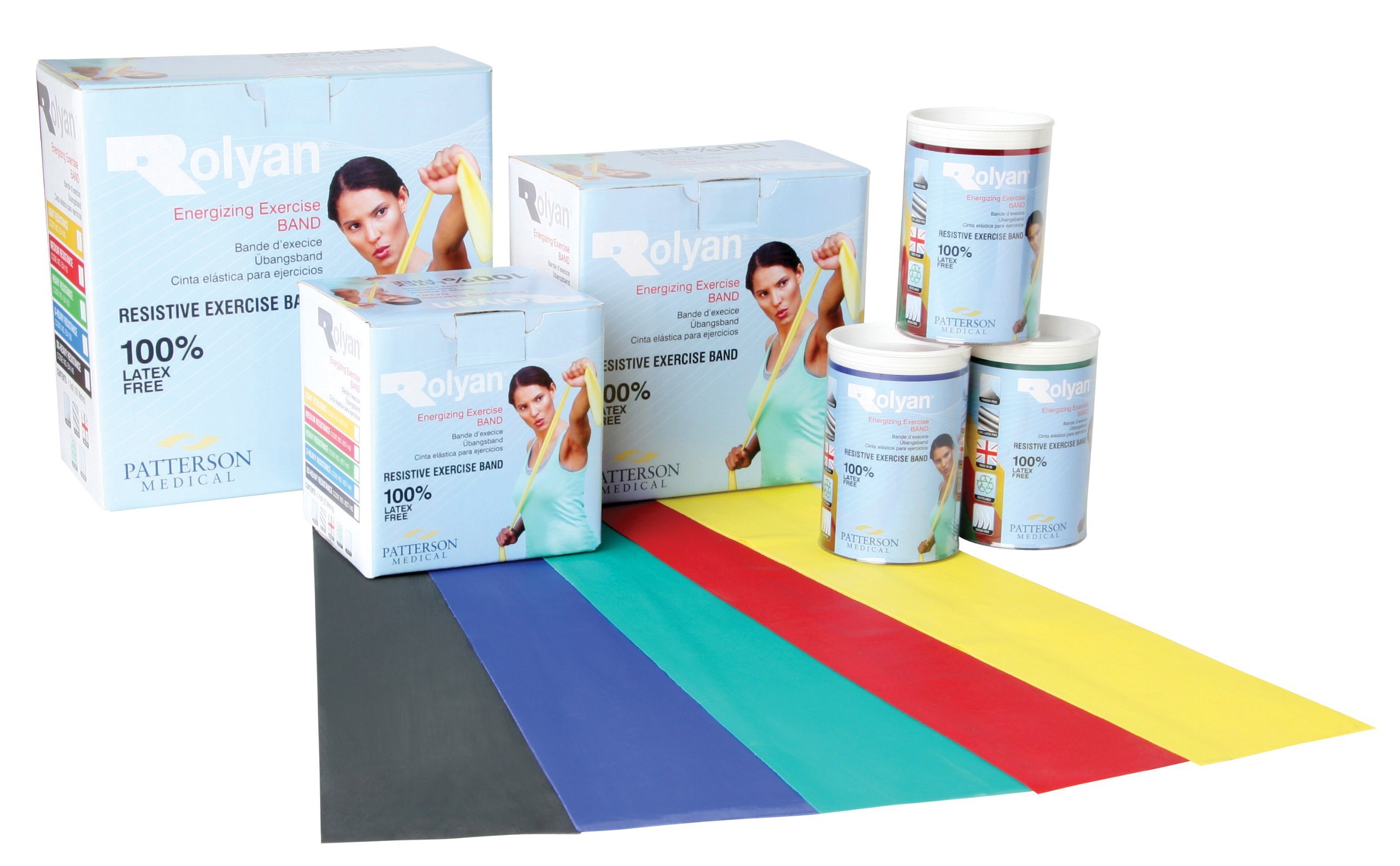 Rolyan Energising Exercise Bands, Ideal Resistance Tool for Upper and Lower Extremity Exercises to Tone Muscles and Increase Flexibility, Supports Physical Therapy, Latex Free, Red, Medium, 5m