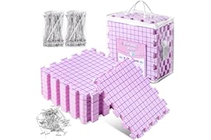 Opstin Knitting Blocking Mats and Pins, Interlocking Blocking Mats, Blocking Mats for Knitting & Crochet Projects, Extra Thick Blocking Boards for Crochet Projects with 150 T-Pins and Storage Bag