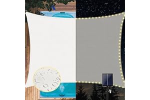 MeetYr Life LED Shade Sail Waterproof 10x11.5FT Built-in LED String Light All-in-One Shade Sail with 98% UV Protection for Patio, Deck, Garden（White）