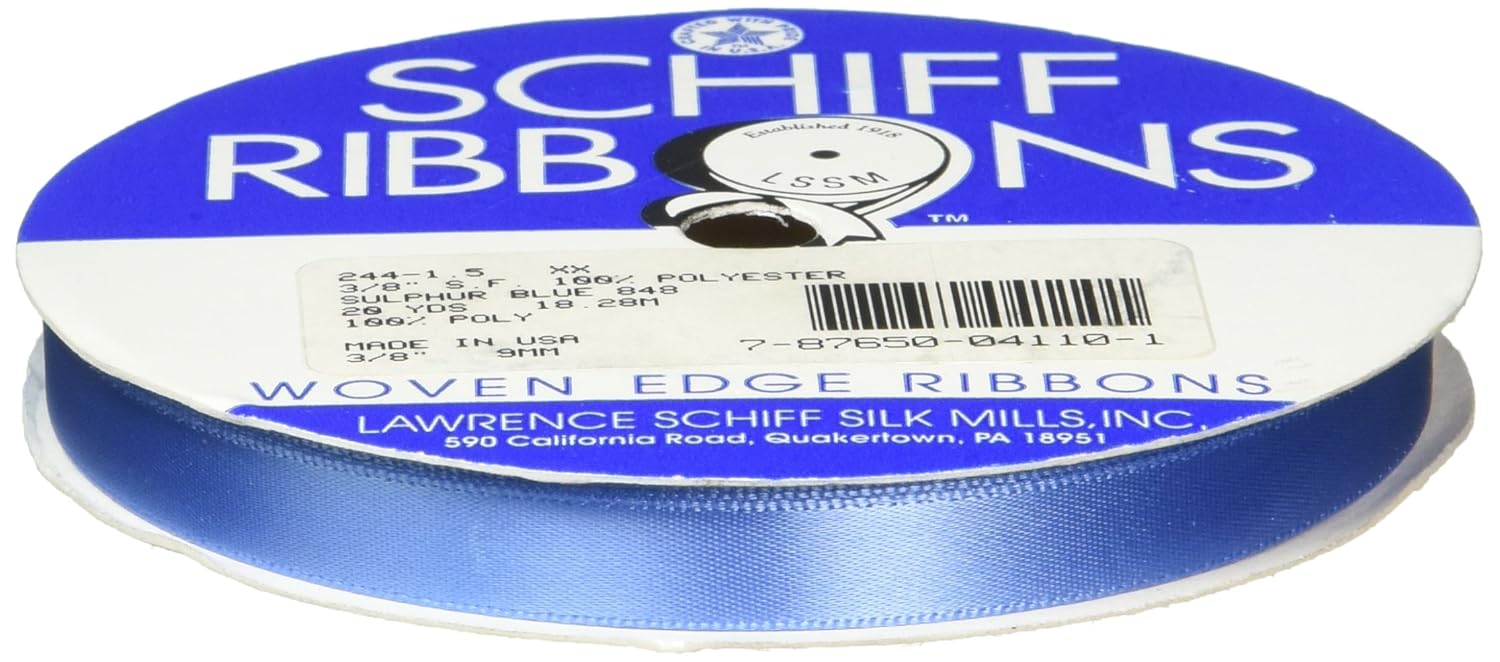 Amazon.com: Schiff Ribbons 244-1.5 3/8-Inch Polyester Single Face Satin Ribbon, 20-Yard, Blue Iris