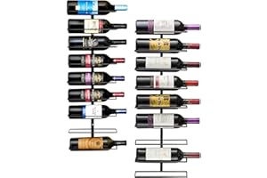 Sorbus Wall Mount Wine Rack – Holds 9 Bottles – Black Metal Wine Bottle Holder for Wall, Modern Wine Rack for Home Bar, Kitch