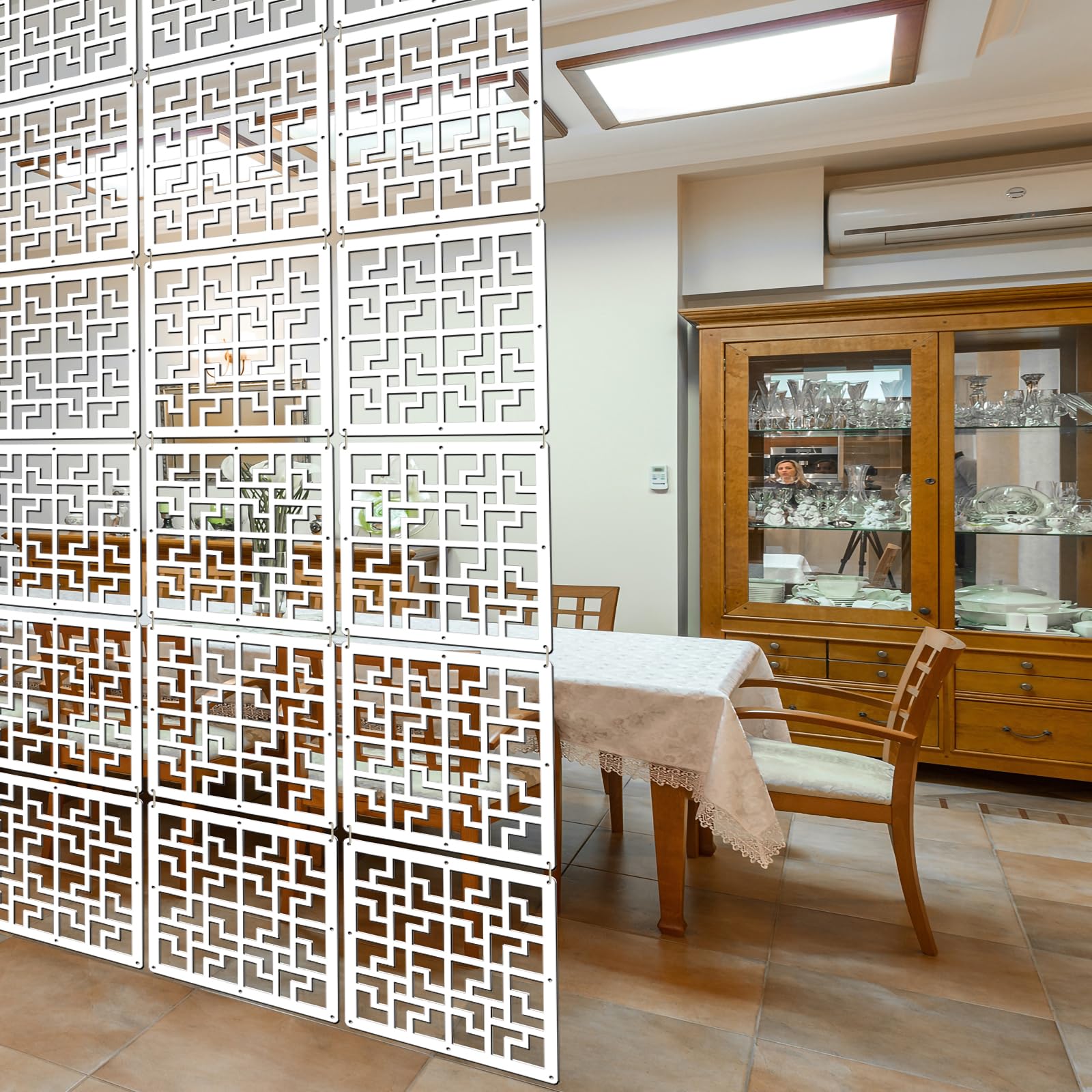 Lchen Hanging Room Divider,10 Pieces Wood-Plastic Hanging Panels 0.2“Thick Screen Panel for Living Room Bedroom Home Decoration(FY,11.4"X11.4")