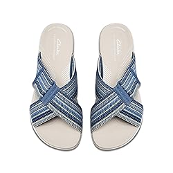 Clarks Women's Arla Wave Slide Sandal, Blue