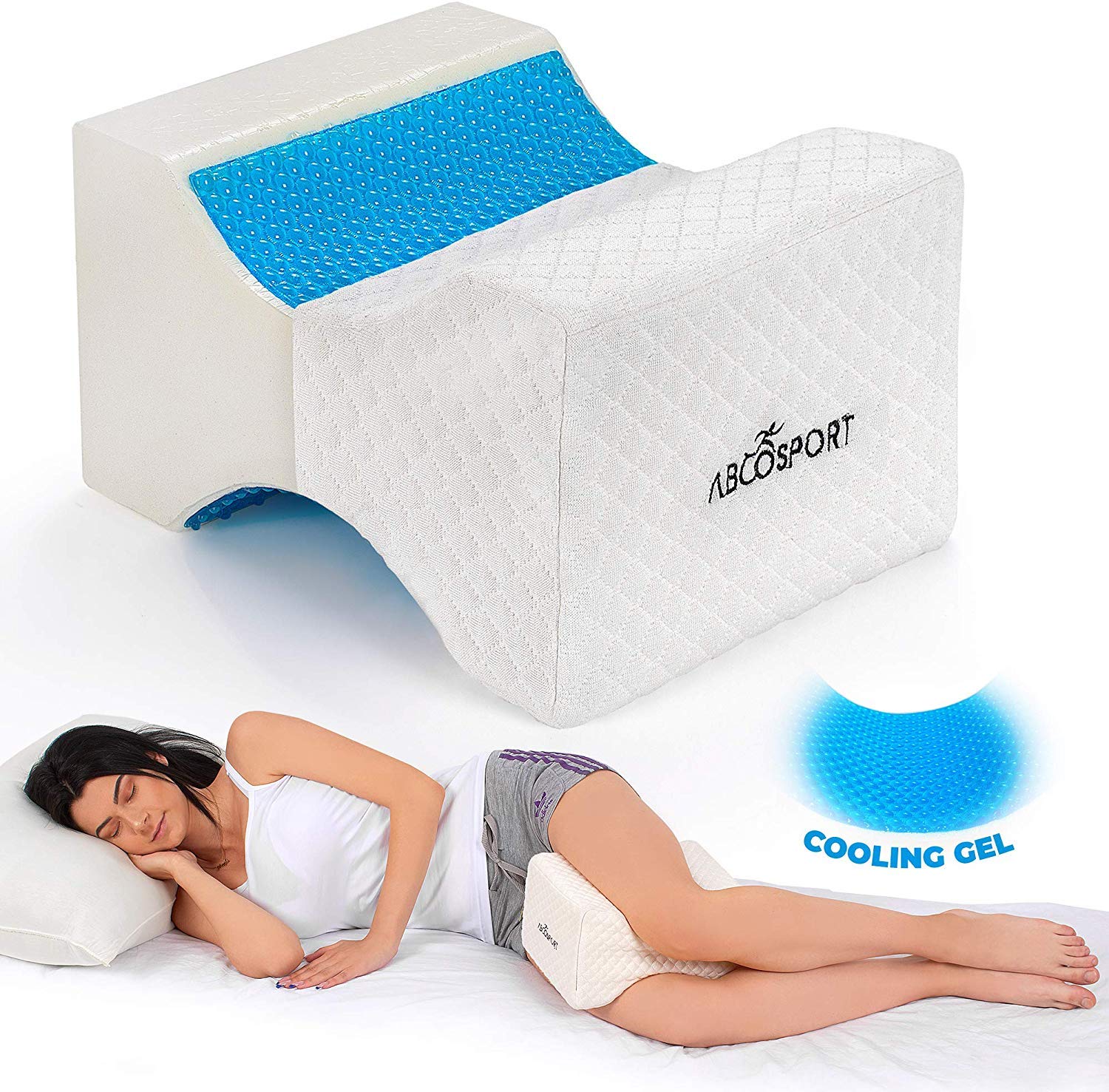 Memory Foam Knee Pillow With Cooling Gel Leg Pillow Wedge For