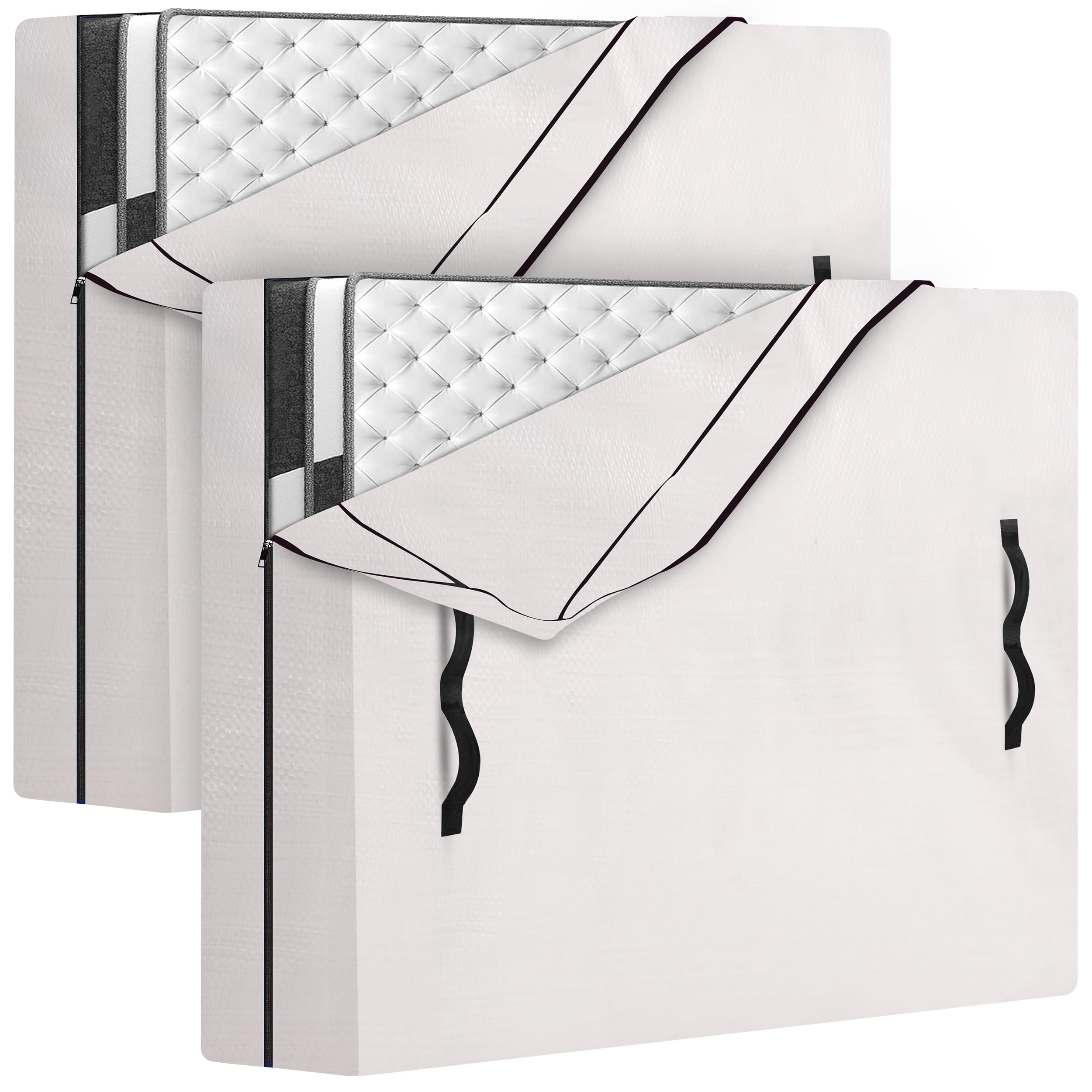 HOMESURE 2 Pack Mattress Bags for Moving and Storage with 8 Handles - Semi-Transparent, Twin Image