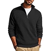 PJ PAUL JONES Men's Quarter Zip Sweaters Slim Fit Long Sleeve Casual Pullover Sweater Knit Textured Mock Neck Polo Sweaters