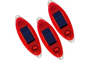 QXMH Solar Strobe Warning Light,Small Solar Safety Warning Light 360 Degree & Outdoor Waterproof,Traffic Pavement Bright LED Lights for Construction Site,Traffic,Dock,Marine,Stop Sign (Red 3 Pack)