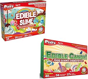 Playz Edible Slime and Edible Candy Food Science Chemistry Kit Bundle with Over 65 Delicious STEM Science Experiments for Kids