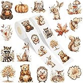 FYSUIMU 1000Pcs Fall Woodland Animal Stickers Roll Thanksgiving Watercolor Forest Animal Label Decals Self Adhesive Sticker for Autumn Harvest Party DIY Crafts Envelope Seal Scrapbook Card Bag Decor