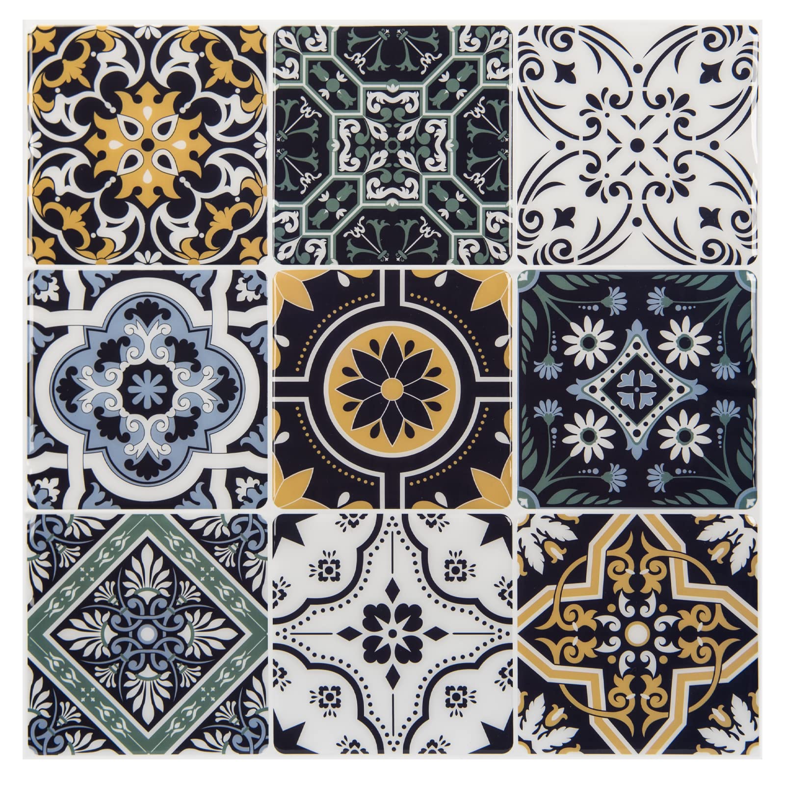 Photo 1 of LONGKING Peel and Stick Backsplash Tile Stickers, Blue Moroccan Style Tile for Kitchen, Stick on Wall Tiles (10 Sheets)