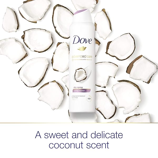 DOVE DRY SPRAY ANTIPERSPIRANT DEODORANT, CARING COCONUT, 3.8 OUNCE
