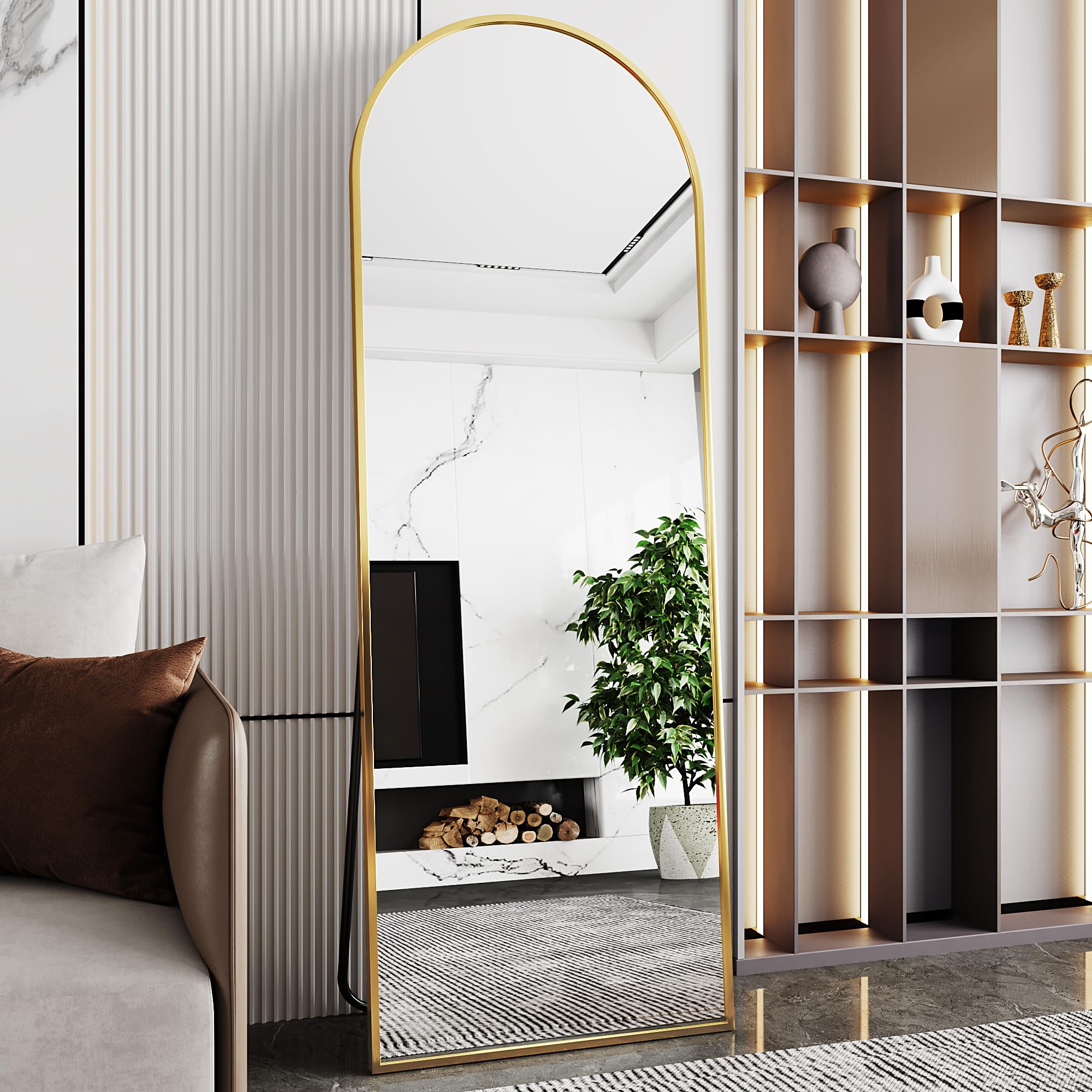 Photo 1 of **reference image **dirty **AUYHM nanoglass Arch Mirror Full Length,Gold Mirror Full Length 71"x26",Standing Mirrors Full Body Mirrors for Bedroom,Large Mirror(Gold)
