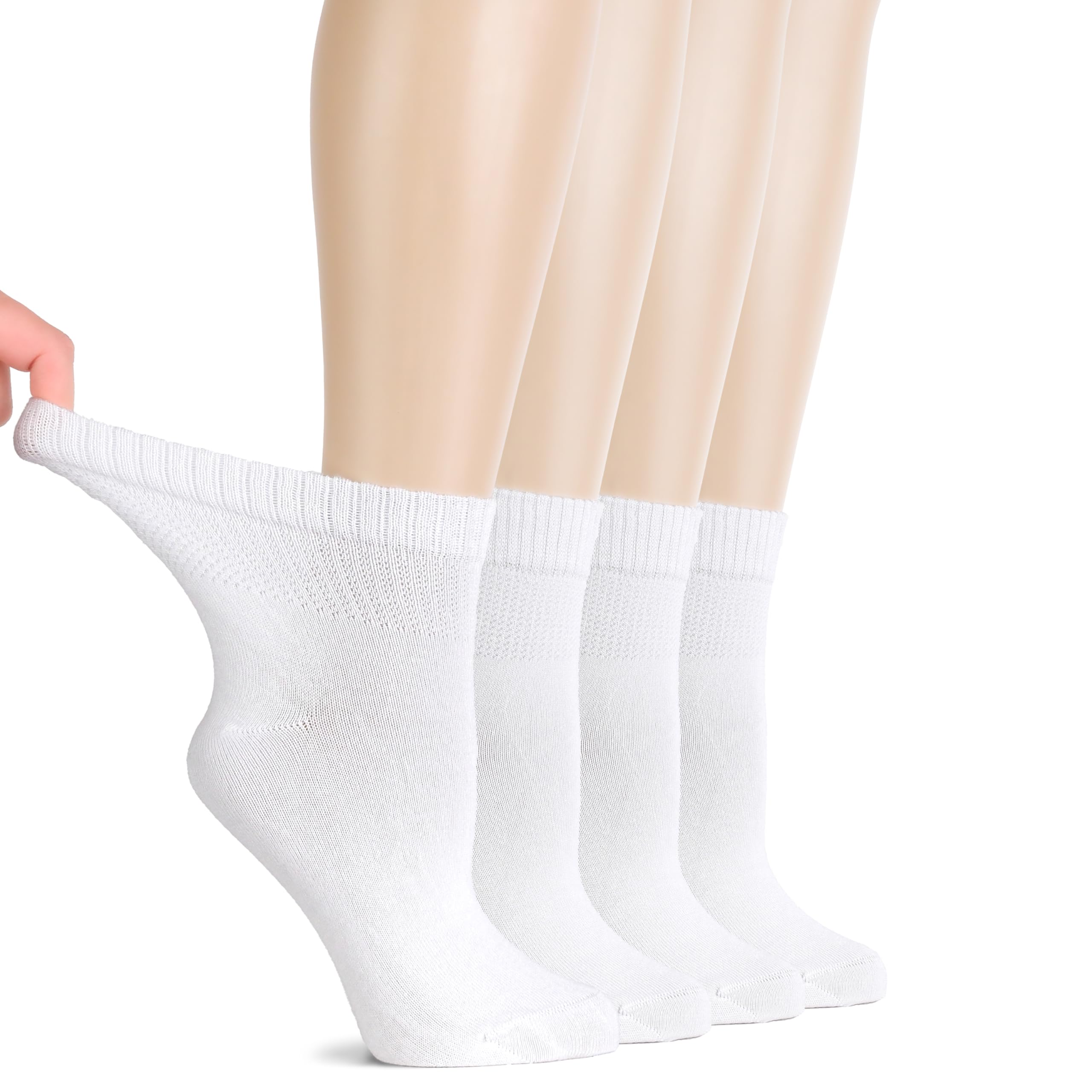 Hugh Ugoli Diabetic Socks for Women, Extremely Soft, Rayon derived from Bamboo, Ankle, Thin, Wide, Loose, Non-Binding Top