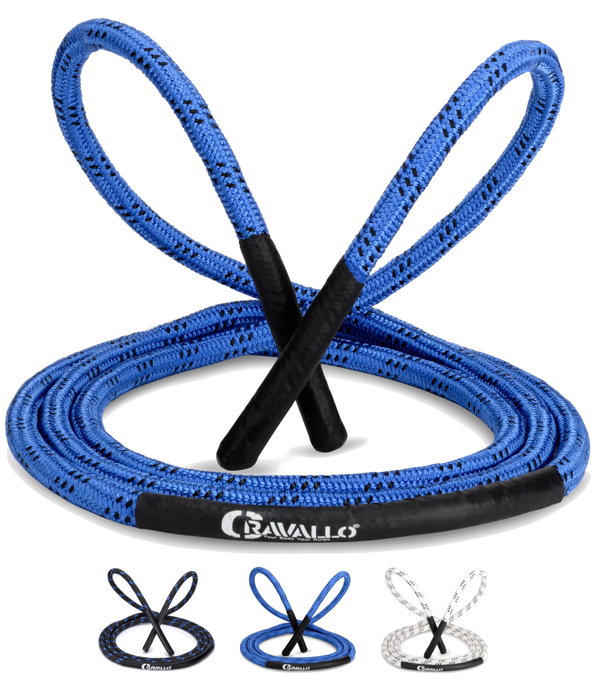Cravallo® Skipping Rope I 3 Metre Fatburner Speed Jumping Rope I Adult Professional Skipping Rope I Ideal for Boxing, Endurance Sports, MMA, HIIT in Black, Blue and White (3.20 m, Blue)