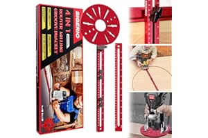 Sigerio New 4 in 1 Router Milling Groove Bracket, Aluminum Alloy Router Circle Cutting Jig, Multifunctional Router Guide Cutting Large Circles From 10" to 58", Adjustable Woodworking Tool (Rose Red)