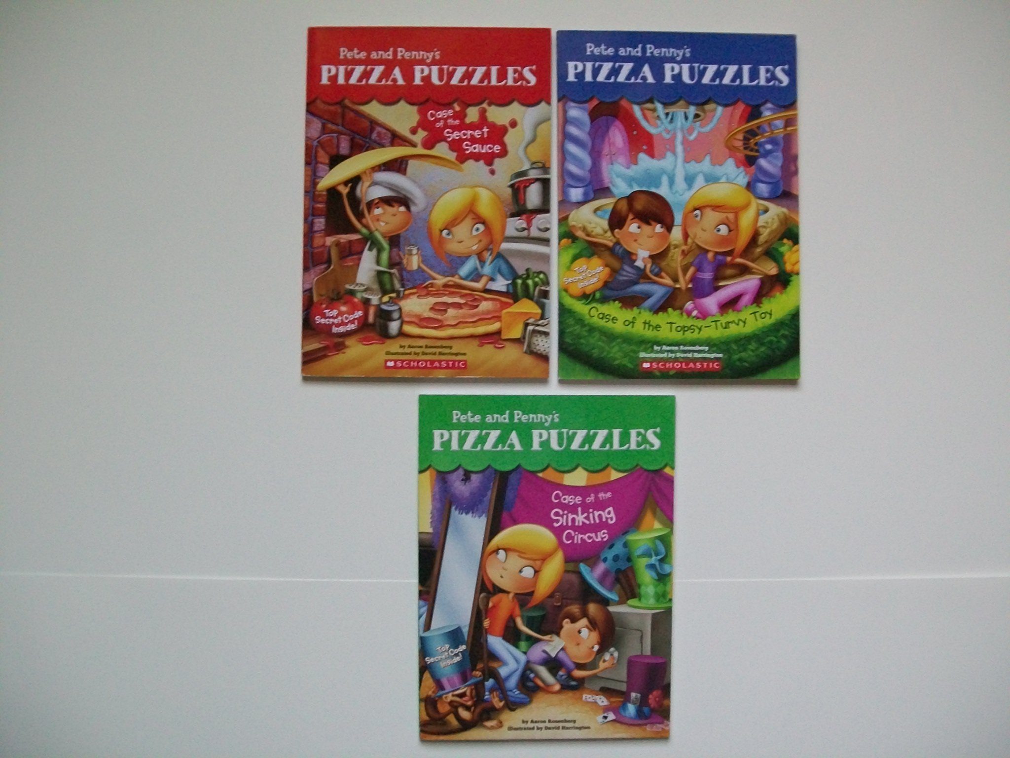 Pete And Penny S Pizza Puzzles Set Of 3 Secret Sauce Topsy Turvy Toy Sinking Circus Aaron Rosenberg Amazon Com Books