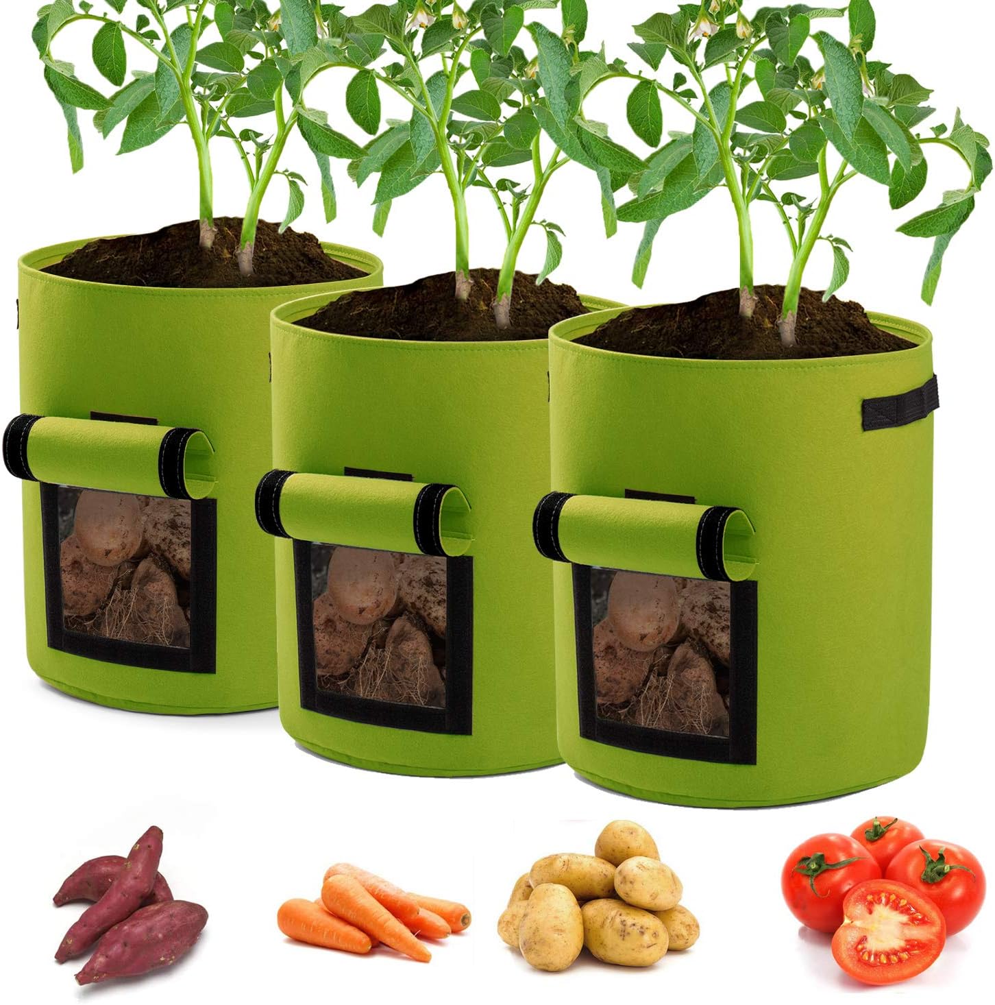 Grow Bags Garden4ever Potato Planter Bags 6 Pack 7 Gallons Grow Bags Aeration Tomato Plant Pots Container With Flap And Handles Patio Lawn Garden