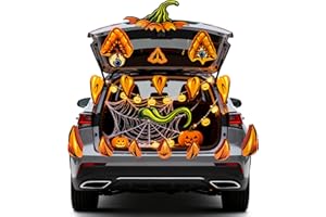 KITRDOOR Halloween Trunk or Treat Car Decoration Kit Large Pumpkin Car Stickers, utdoor Indoor Haunted House SUV Archway Garage Lawn