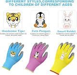 OSDUE 3 Pairs Kids Gardening Gloves with Soft PVC Dots Size 5-7 Years view 5
