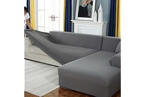 HELWYTH STANDARD Couch Covers L Shaped Sectional,Sectional Sofa L Shape,Purefit Super Stretch Sofa Slipcover,Thick Couch Covers for 1 2 3 4 Seater, Sectional Sofa L Shape (Light Gray, L-Shape:2 Seater+3 Seater)