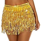 Sequin Fringe Skirt Women Tassel Wrap Skirts Sparkly Hip Scarf Party Rave Festival Halloween Belly Dance Performance Costume