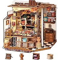 Rolife DIY Miniature House Kit Henry's Chocolate Shop 1:18 Scale Dollhouse Diorama, Tiny House Building Kit Crafts for Adults