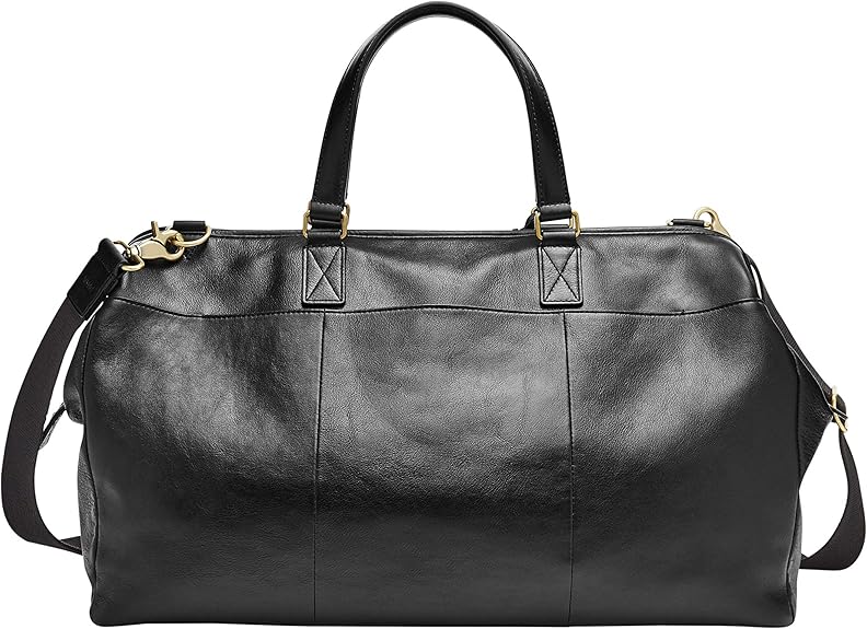 fossil men's leather duffel bag