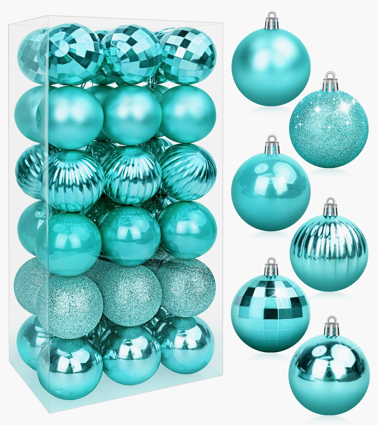 BLAZOR Christmas Baubles, Christmas Ball Ornaments with Strings, M Size, Shatterproof Plastic Christmas Bulbs, Hanging Decorations for Xmas Tree, Holiday, Wedding, Party