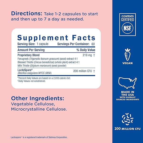 MOMMY’S BLISS POSTNATAL LACTATION SUPPORT SUPPLEMENT WITH PROBIOTICS: SUPPORT BREASTFEEDING MILK SUPPLY WITH FENUGREEK, BLESSED & MILK THISTLE, POSTPARTUM IMMUNE HEALTH WHILE NURSING (60 SERVINGS)