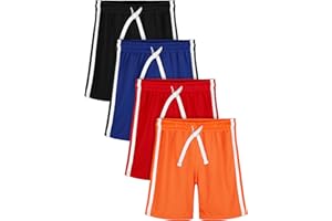 Poroka 4 Pack Boys Athletic Shorts Basketball Shorts Toddler Boys Shorts Boys Mesh Quick Dry Shorts for Summer
