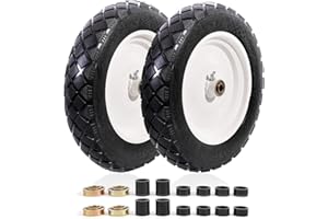 MZREXN 4.80/4.00-8" Flat Free Tire and Wheel 15" Solid Wheelbarrow Tires, 3.00-4.00/4.80-8" with 5/8" & 3/4" Bearings, 3" Centered Hub for Hand Truck Garden Trailers Utility Cart Yard Wagon 2PCS White