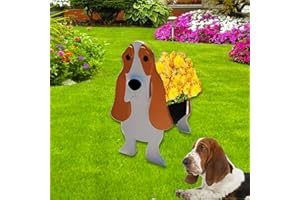 strolfay Basset Hound Dog Planter Plant Pots,Cute Garden Dog Flower Planter,Dog Planters Birthday Gifts for Women,Office,Indoor/Outdoor Decor（9.45 * 8.54 * 13.23in）