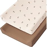 Konssy 2 Pack Muslin Changing Pad Cover for Baby Girls Boys 100% Cotton Fitted Diaper Changing Table Cover Set, Soft Changing