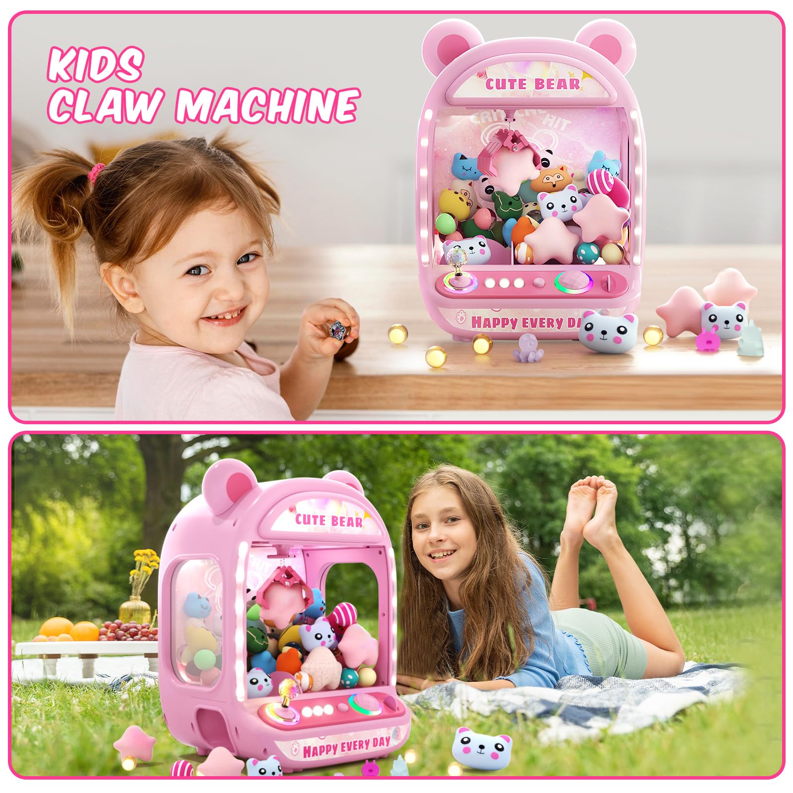 Skirfy Claws Machines for Kids,Unicorns Toys for Age 6+,Kids Games Mini Vending Machines with Squishys Toy Candy Dispenser,Claws Game Machine,Birthday Gifts for Girls Age 8-12