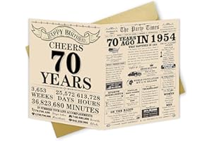 OJsensai Vintage 70th Birthday Gifts for Women Men, Big Giant Bday Card for 70 Year Old Mom Dad Aunt Uncle, Turning 70 Birthday Decorations for Husband Wife, Back in 1954