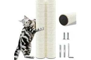SIYIPURR Cat Scratching Post Replacement Pole，2 PCS 15.7in Cat Tree Replacement Post，Natural Sisal Cat Tree Replacement Parts with M8 Screws，Cat Scratch Post Replacement for Refurbishment (15.7in/40cm)