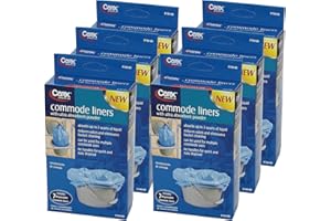 Carex Health Brands Commode Liners - 42 Toilet Liners(6 Boxes of 7 Count) - Fits Most Commodes, With Absorbent Powder, Holds 