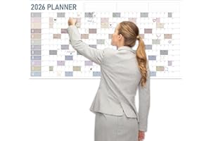 GuassLee Large Yearly Wall Calendar 2026, Full Year Calendar One Page, Jan 2026 - Dec 2026, Annual Planner 2026, 24"X 48" Wall Planner 2026 Large with Foam Stickers