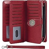 Travelambo Women's Wallet RFID Blocking Credit Card Holder Large Capacity Wristlet Leather Wallets Purse