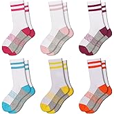 Comfoex Girls Crew Socks Athletic Half Cushioned Long Socks Cotton Calf Socks For Kids 6 Pairs