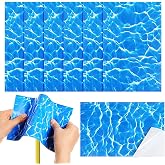 Yexiya 6 Pcs Large Vinyl Pool Patch Repair Kit, Ripple, Light Blue | 8.45x5.51 Inch, Heavy Duty Adhesive for Above Ground Pool Liner, Air Mattress, Inflatable Boats , Waterproof Quick Repair Kit