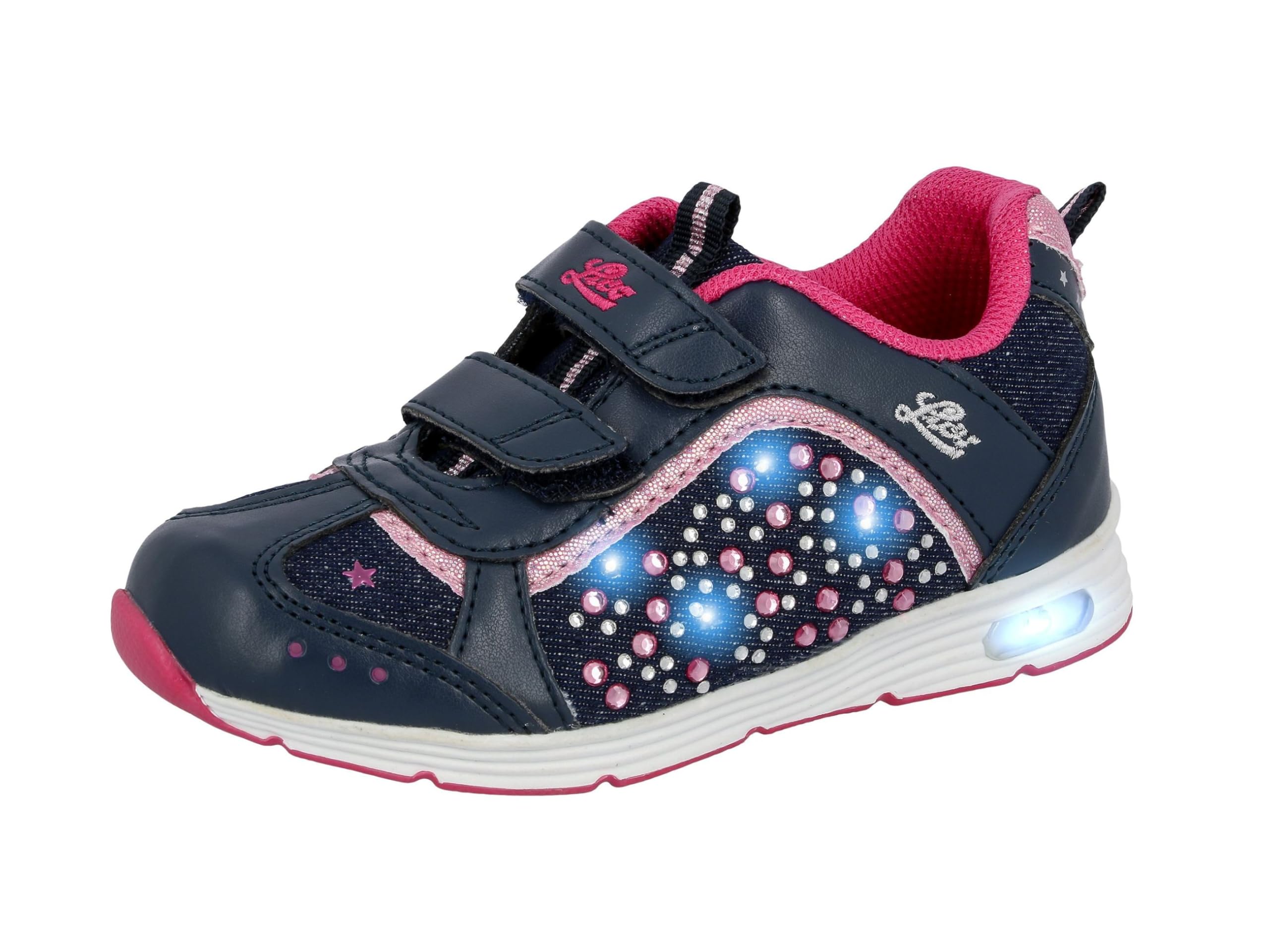Lico Girl's Shine V Blinky Sneaker, Navy Pink, 6 UK Child
