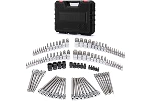 MIXPOWER 107 Pieces Drive Bit Socket Set, 1/4, 3/8, 1/2 Inch, Torx/Extra Long/Tamper Proof, Hex/Ball End Hex, SAE & Metric Bi