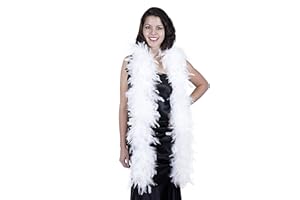 ZUCKER Turkey Feather Chandelle Boa - (72 Inch) Heavy Feather Boas for Adults - Roaring 20's Costume, Mardi Gras Party Boa