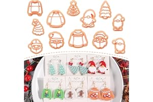 Puocaon Christmas Polymer Clay Cutters - 12 Pcs Clay Cutters for Winter Holiday, Christmas Tree Clay Jewelry Cutters, Santa C