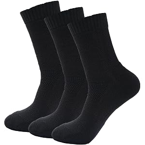 Mens Cushioned Anti Odor Blister Resistant Compression Crew Hiking Socks | Padded Thick Moisture Wicking Breathable Cotton Tr