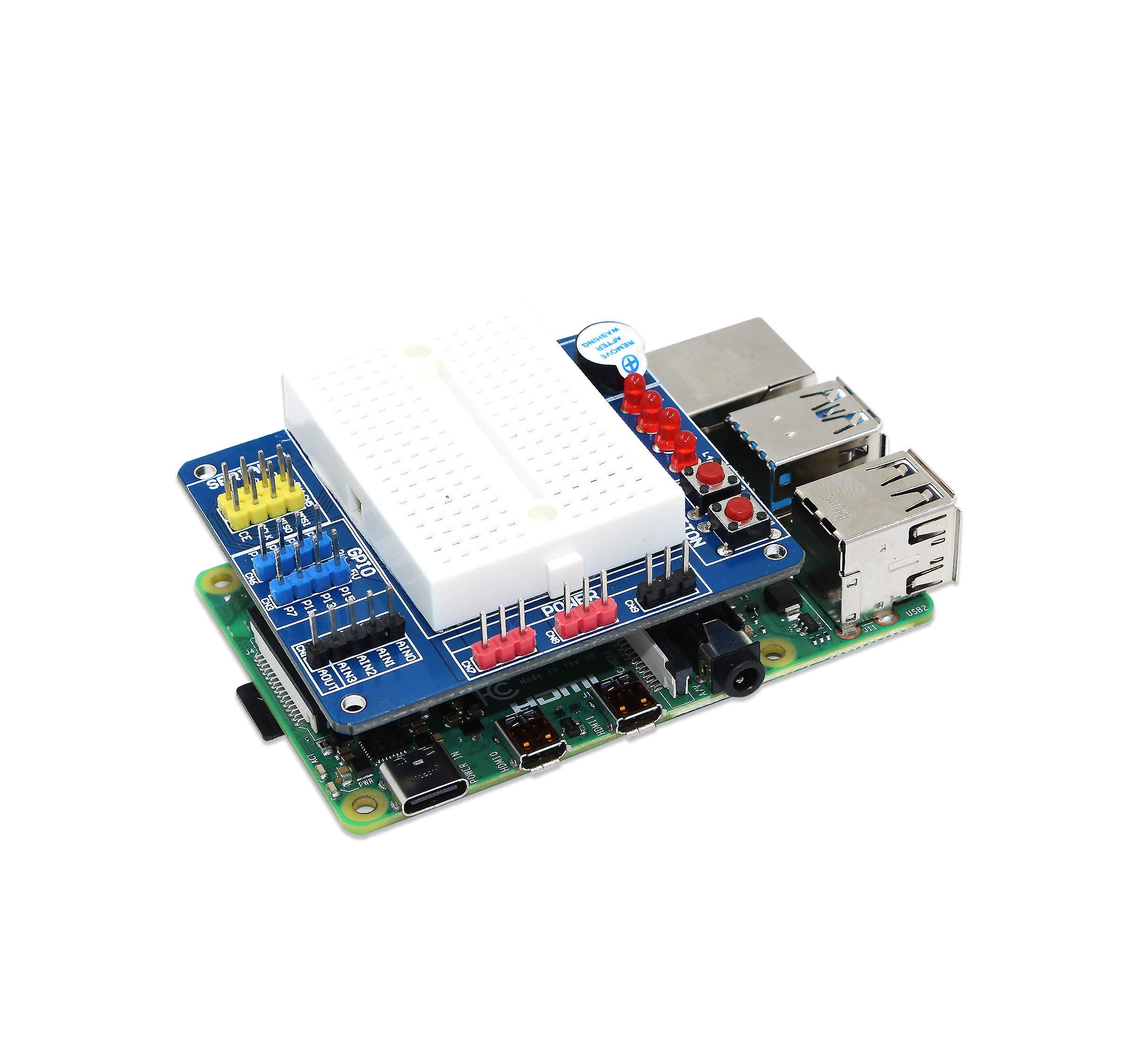 sb components BreadPi - Multipurpose HAT for Raspberry Pi 4, 3B+, 3, 2, Zero and Zero W, Raspberry Pi Expansion Board Designed for Digital and Analog I/O