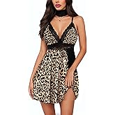 BemorRun Sexy Night Gowns for Woman Sexy Sleepwear Lace Chemise V-Neck Babydoll Lingerie Slip Nightie with Side Slits