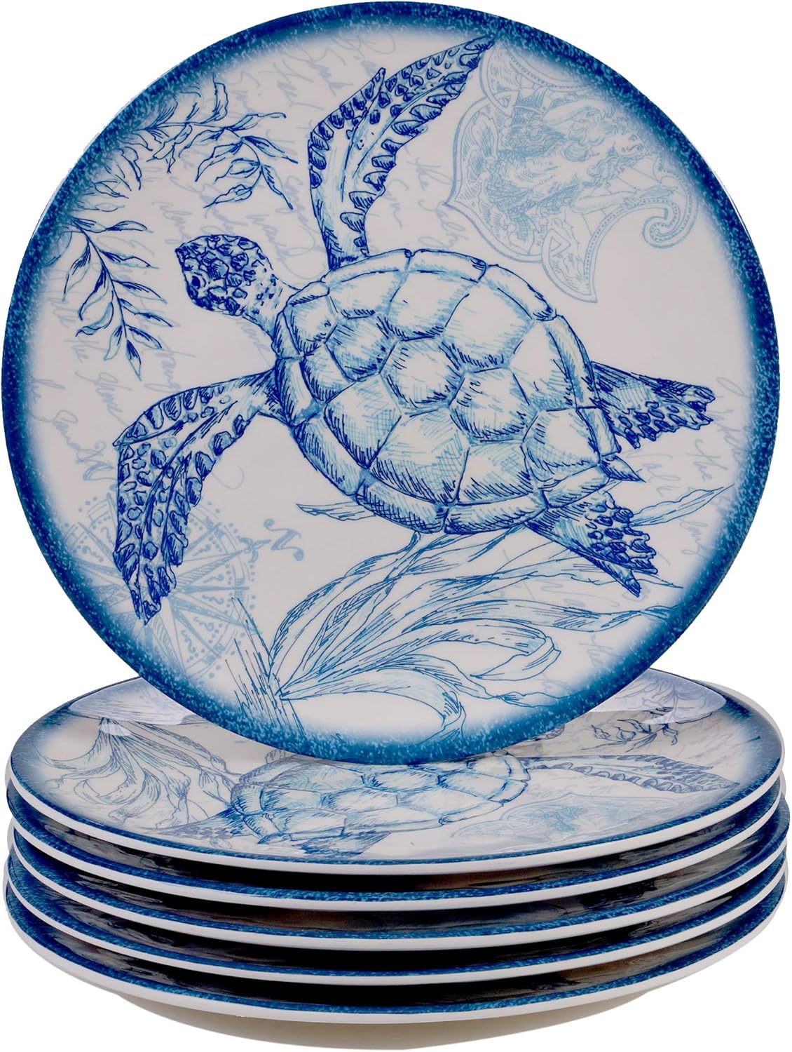 coastal collection outdoor living sea turtle melamine dinnerware on Amazon Com Certified International Oceanic 12 Piece Melamine Dinnerware Set Service For 4 Multi Colored Dinnerware Sets