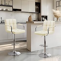 Yaheetech Bar Stools Set of 2, PU Leather